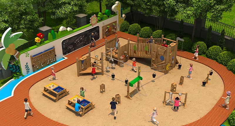 幼兒園家具芬蘭木戶外教室兒童沙水區(qū)